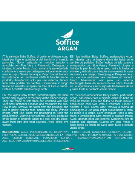 soffice salviettine imbevute - 72 pezzi - apertura pop-up - argan: tuttocasashop.it: igiene e cura della persona