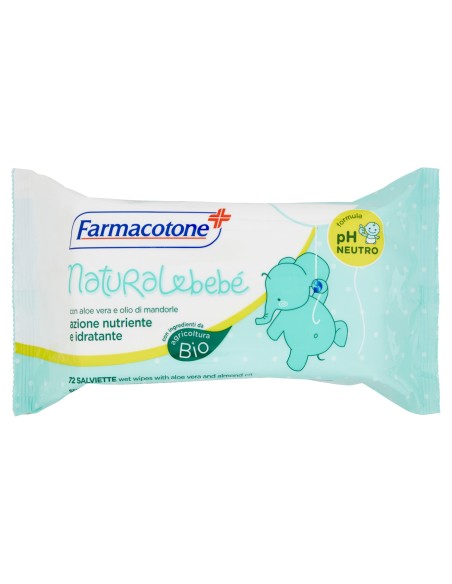 farmacotone natural bebe' 72 salviette detergenti aloe vera e olio mandorla: tuttocasashop.it: igiene e cura della persona