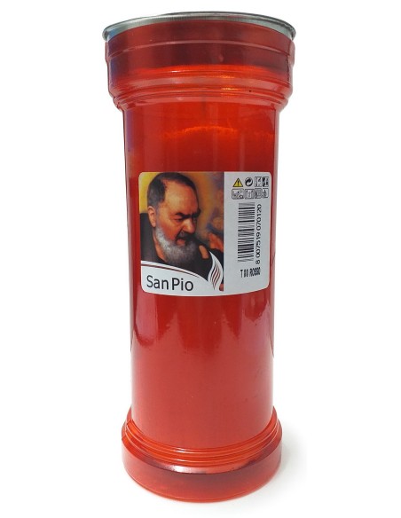 lumino - cero votivo - alto 19cm - diametro 8.5cm - 342g - rosso - san pio: tuttocasashop.it: pulizia e cura della casa