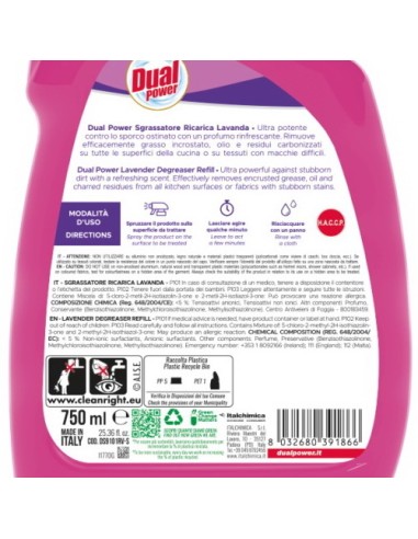 dual power sgrassatore universale spray 750ml - lavanda - ricarica: tuttocasashop.it: pulizia e cura della casa