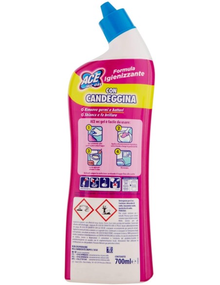 ace wc gel detergente - 700ml - con candeggina - igienizzante sbiancante: tuttocasashop.it: pulizia e cura della casa