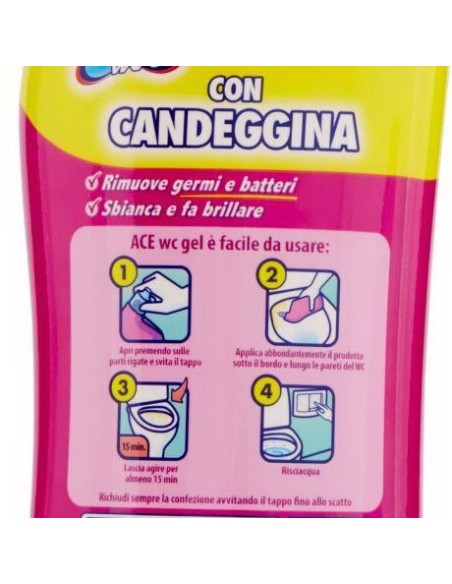 ace wc gel detergente - 700ml - con candeggina - igienizzante sbiancante: tuttocasashop.it: pulizia e cura della casa