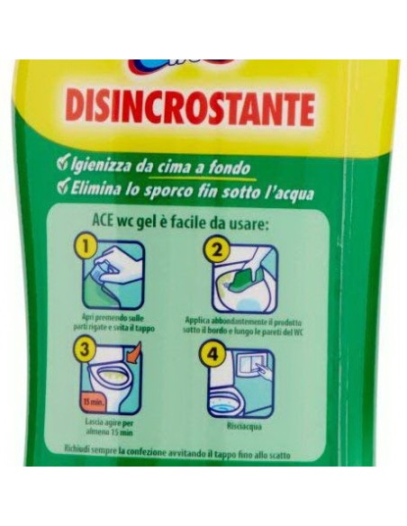 ace wc gel detergente - 700ml - verde - disincrostante - igienizzante: tuttocasashop.it: pulizia e cura della casa