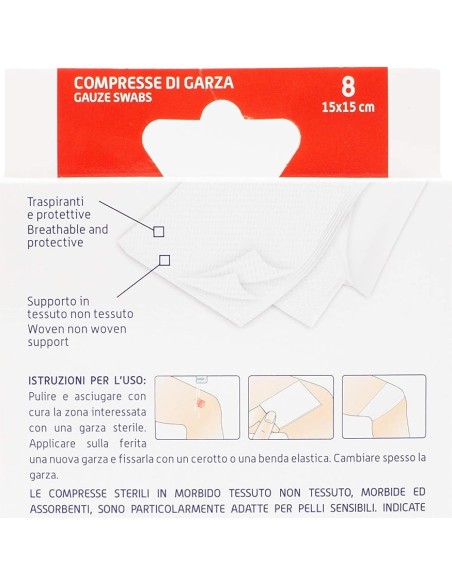 setablu compresse di garza per medicazione - 15x15cm - 8 pezzi: tuttocasashop.it: igiene e cura della persona