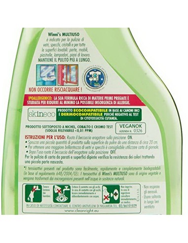 winni's detergente multiuso spray - 500ml - ipoallergenico origine vegetale: tuttocasashop.it: pulizia e cura della casa