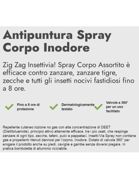 zig zag insetti-via antipuntura zanzare e zecche - 100ml - inodore: tuttocasashop.it: igiene e cura della persona
