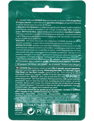 geomar maschera viso - 2 x 7.5ml - idratante anti-stress aloe vera e altea: tuttocasashop.it: igiene e cura della persona