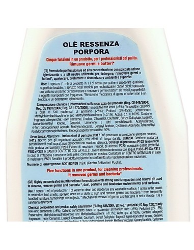 ole' oies ressenza deodorante multiuso igienizzante 750ml - porpora: tuttocasashop.it: pulizia e cura della casa