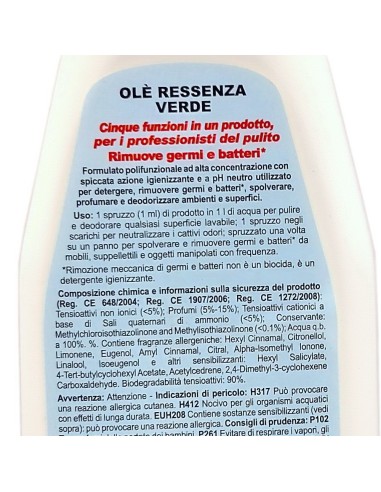 ole' oies ressenza deodorante multiuso igienizzante 750ml - verde: tuttocasashop.it: pulizia e cura della casa