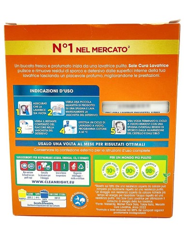 sole cura lavatrice 250ml 2pz - pulisce e protegge la lavatrice: tuttocasashop.it: prodotti per bucato e tessuti