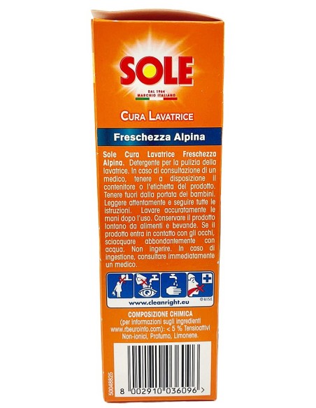 sole cura lavatrice 250ml 2pz - pulisce e protegge la lavatrice: tuttocasashop.it: prodotti per bucato e tessuti