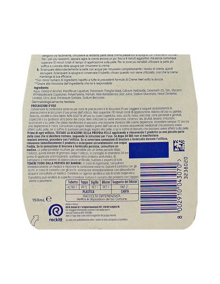 veet crema depilatoria sotto la doccia 150ml - pelli sensibili: tuttocasashop.it: igiene e cura della persona