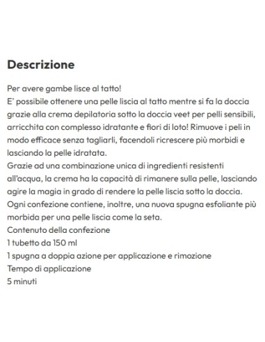 veet crema depilatoria sotto la doccia 150ml - pelli sensibili: tuttocasashop.it: igiene e cura della persona