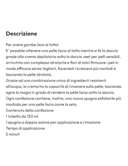 veet crema depilatoria sotto la doccia 150ml - pelli sensibili: tuttocasashop.it: igiene e cura della persona
