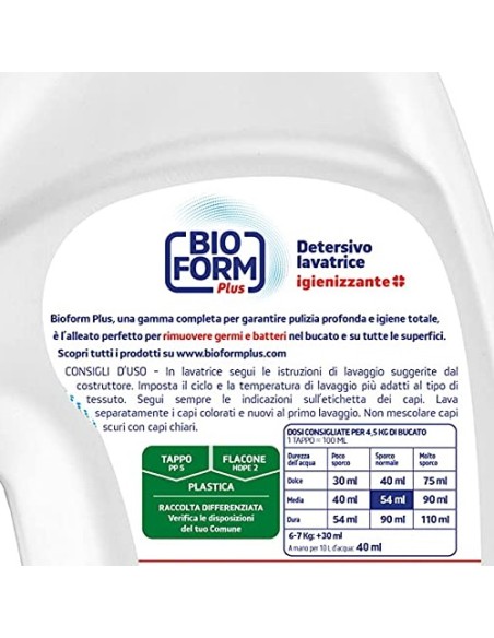 bioform detersivo lavatrice liquido 30 lavaggi 1625ml - igienizzante: tuttocasashop.it: prodotti per bucato e tessuti