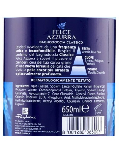 felce azzurra bagnoschiuma 650ml - classico - bagnodoccia: tuttocasashop.it: igiene e cura della persona