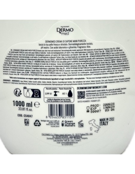 dermomed sapone liquido 1 litro - con erogatore - aloe purezza - idratante: tuttocasashop.it: igiene e cura della persona