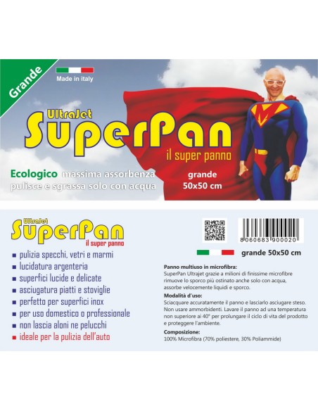 superpan ultrajet panno microfibra grande 50x50cm - colori assortiti: tuttocasashop.it: pulizia e cura della casa