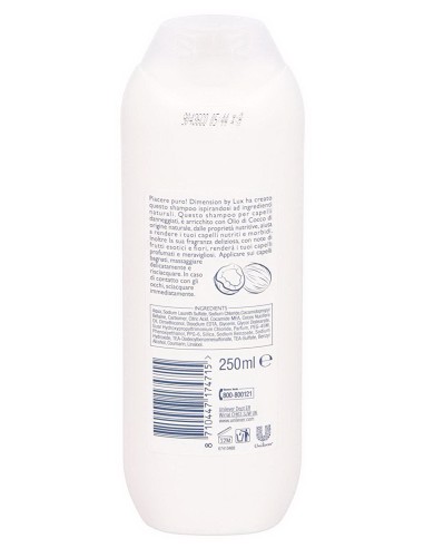 dimension shampoo 250ml - olio di cocco - capelli danneggiati - nutriente: tuttocasashop.it: igiene e cura della persona