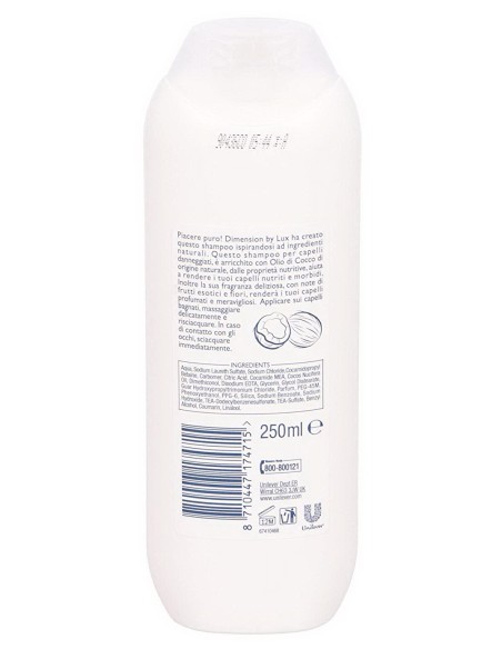 dimension shampoo 250ml - olio di cocco - capelli danneggiati - nutriente: tuttocasashop.it: igiene e cura della persona