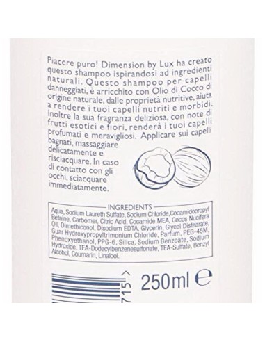 dimension shampoo 250ml - olio di cocco - capelli danneggiati - nutriente: tuttocasashop.it: igiene e cura della persona
