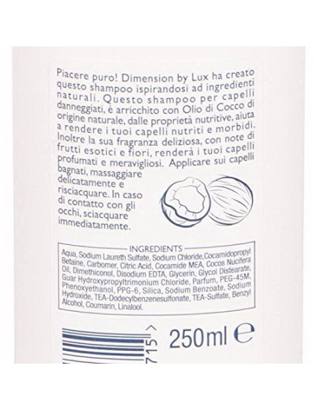 dimension shampoo 250ml - olio di cocco - capelli danneggiati - nutriente: tuttocasashop.it: igiene e cura della persona