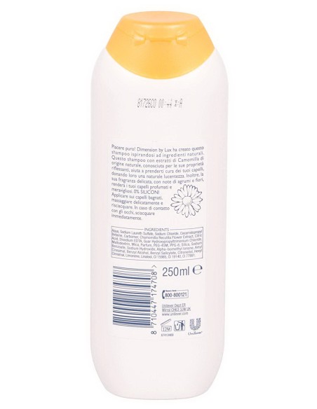 dimension shampoo 250ml - estratti di camomilla - capelli chiari lucentezza: tuttocasashop.it: igiene e cura della persona
