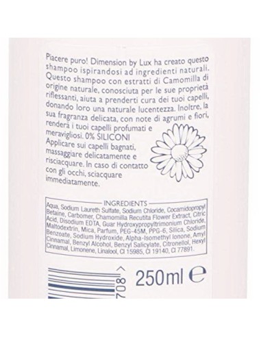 dimension shampoo 250ml - estratti di camomilla - capelli chiari lucentezza: tuttocasashop.it: igiene e cura della persona