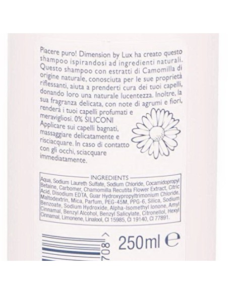dimension shampoo 250ml - estratti di camomilla - capelli chiari lucentezza: tuttocasashop.it: igiene e cura della persona