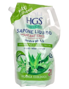 hgs sapone liquido maxi ecoricarica busta - 2 litri - aloe e tea tree oil: tuttocasashop.it: igiene e cura della persona