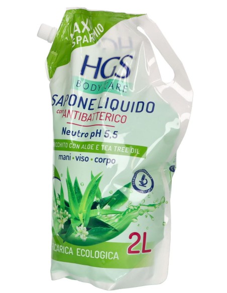 hgs sapone liquido maxi ecoricarica busta - 2 litri - aloe e tea tree oil: tuttocasashop.it: igiene e cura della persona