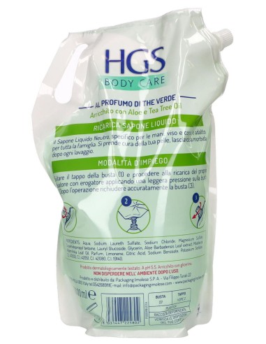 hgs sapone liquido maxi ecoricarica busta - 2 litri - aloe e tea tree oil: tuttocasashop.it: igiene e cura della persona