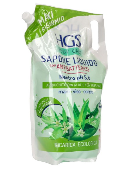 hgs sapone liquido maxi ecoricarica busta - 2 litri - aloe e tea tree oil: tuttocasashop.it: igiene e cura della persona