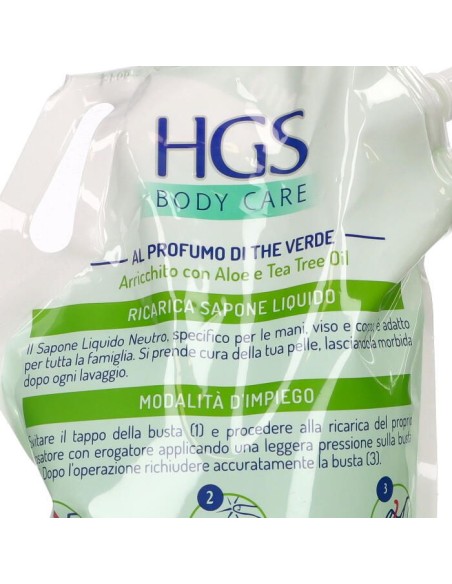 hgs sapone liquido maxi ecoricarica busta - 2 litri - aloe e tea tree oil: tuttocasashop.it: igiene e cura della persona