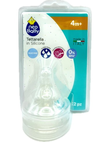 neobaby 2 tettarelle in silicone per biberon - foro pappa - 4m+: tuttocasashop.it: igiene e cura della persona