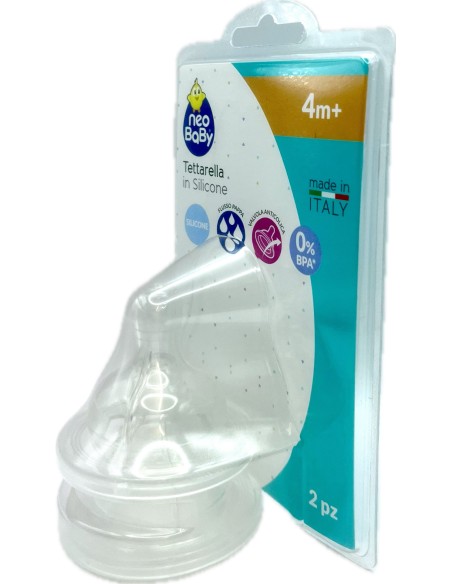 neobaby 2 tettarelle in silicone per biberon - foro pappa - 4m+: tuttocasashop.it: igiene e cura della persona