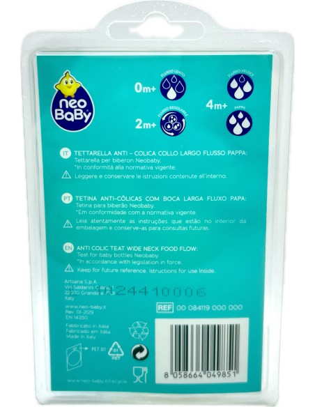 neobaby 2 tettarelle in silicone per biberon - foro pappa - 4m+: tuttocasashop.it: igiene e cura della persona