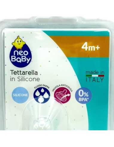 neobaby 2 tettarelle in silicone per biberon - foro pappa - 4m+: tuttocasashop.it: igiene e cura della persona