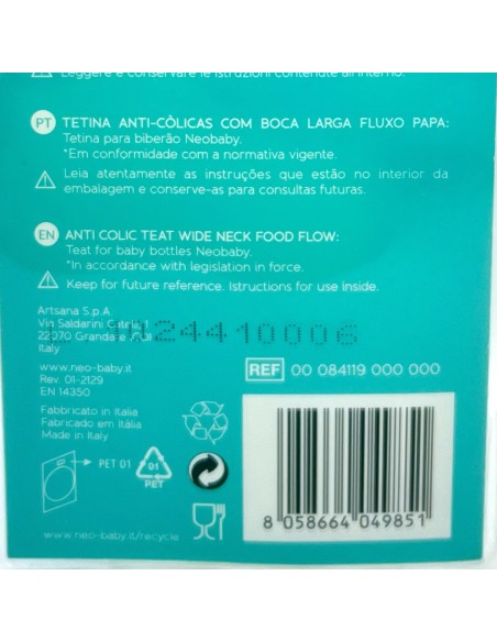 neobaby 2 tettarelle in silicone per biberon - foro pappa - 4m+: tuttocasashop.it: igiene e cura della persona