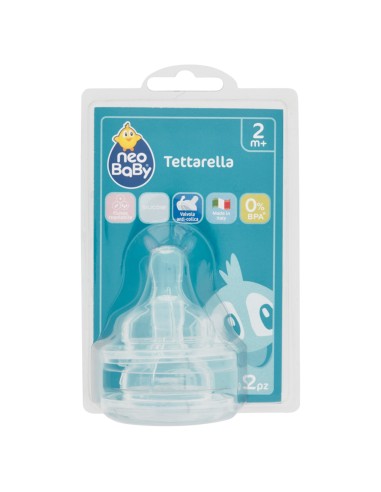 neobaby 2 tettarelle in silicone per biberon - flusso regolabile - 2m+: tuttocasashop.it: igiene e cura della persona