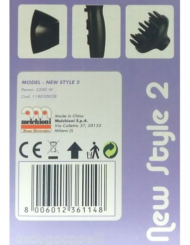 new style 2 phon asciugacapelli professionale 2000w - con diffusore grande: tuttocasashop.it: altro - bazar
