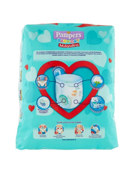 pampers baby dry mutandino - taglia 6 extra large xl 15+kg - 14 pezzi: tuttocasashop.it: igiene e cura della persona