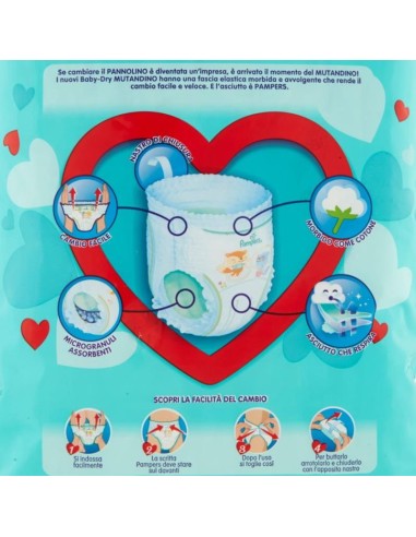 pampers baby dry mutandino - taglia 6 extra large xl 15+kg - 14 pezzi: tuttocasashop.it: igiene e cura della persona