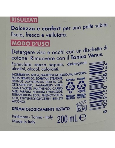 venus latte detergente per viso e occhi - 200ml - pelli secche e sensibili: tuttocasashop.it: igiene e cura della persona
