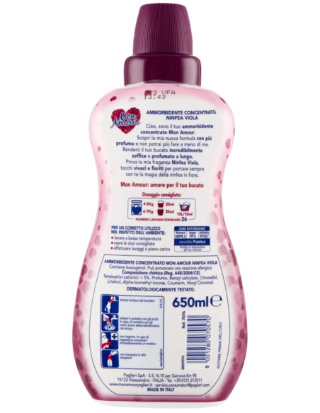 mon amour ammorbidente concentrato 26 lavaggi 650ml - ninfea viola: tuttocasashop.it: prodotti per bucato e tessuti