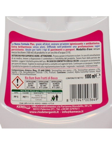 rio bumbum plus+ detergente pavimenti - 1 litro - frutti di bosco: tuttocasashop.it: pulizia e cura della casa