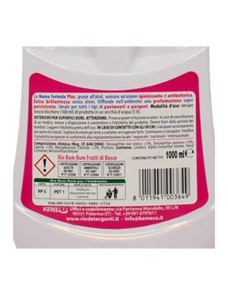 rio bumbum plus+ detergente pavimenti - 1 litro - frutti di bosco: tuttocasashop.it: pulizia e cura della casa