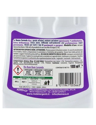 rio bumbum plus+ detergente pavimenti - 1 litro - lavanda: tuttocasashop.it: pulizia e cura della casa
