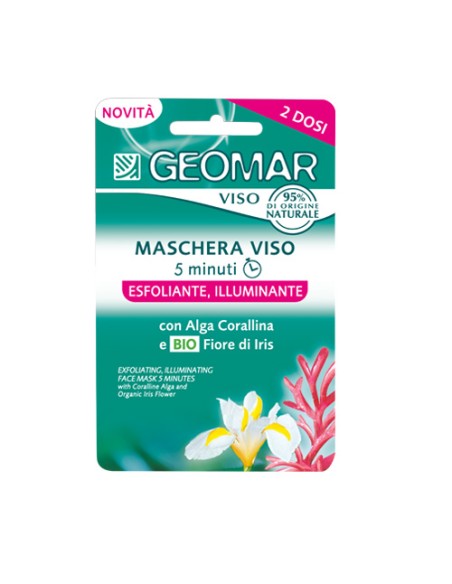 geomar maschera viso - 2 x 7.5ml - esfoliante illuminante alga corallina: tuttocasashop.it: igiene e cura della persona