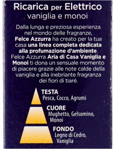 felce azzurra aria di casa ricarica per diffusore elettrico - vaniglia monoi: tuttocasashop.it: pulizia e cura della casa